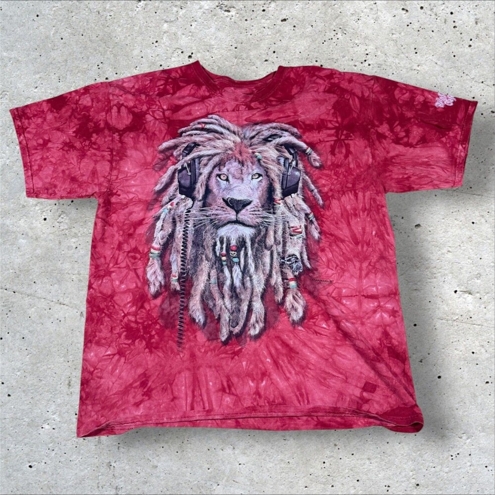 Rainforest Cafe The Mountain Manimals Rasta Lion Dreadlocks Tie Dye Shirt 2XL